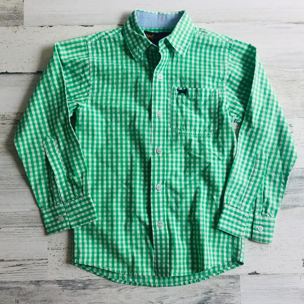 Jack Thomas Green Checkered Button Down sz 4 EUC